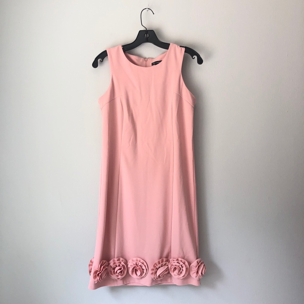 Nina Leonard: Pink shift rose dress